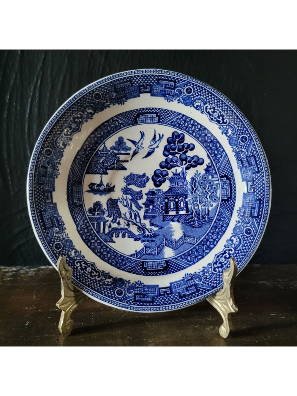 Vintage Johnson Brothers Blue Willow Tea Saucer Blue and White Chinoiserie